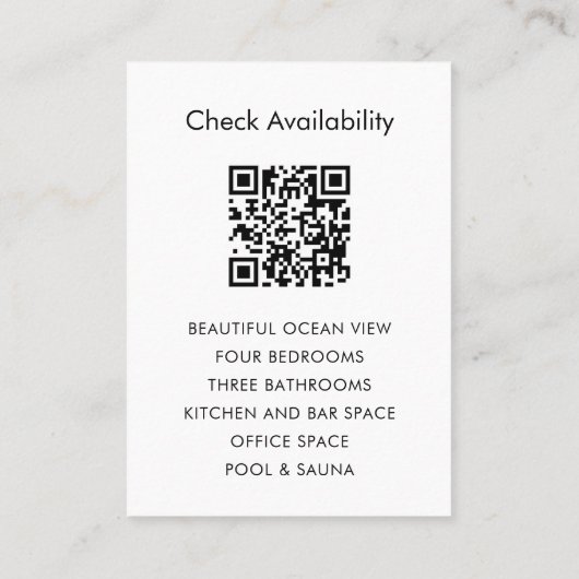 Vacation Rental Property Beach Promo Small Card 名刺 (裏面)