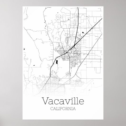 Vacavilleの地図 – カリフォルニア州 – 市地図ポスター ポスター (正面)