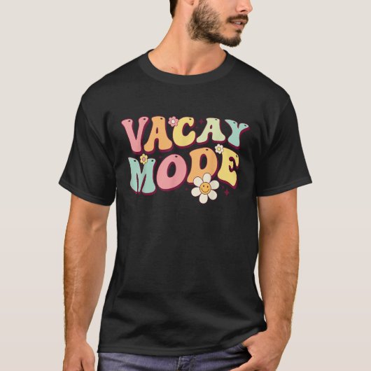 Vacay Mode Retro Groovy Funny Family Holiday Men W Tシャツ (正面)