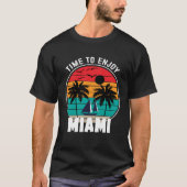 Vacay Mode Time To Enjoy Miami Retro Tシャツ (正面)
