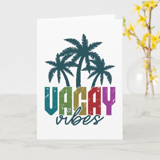 Vacay Vibes and Palm Tree Summer Vacay Hawaii カード (黄色い花)