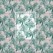 VACAY VOCABの水彩画の赤面のやし ファブリック (タイル)