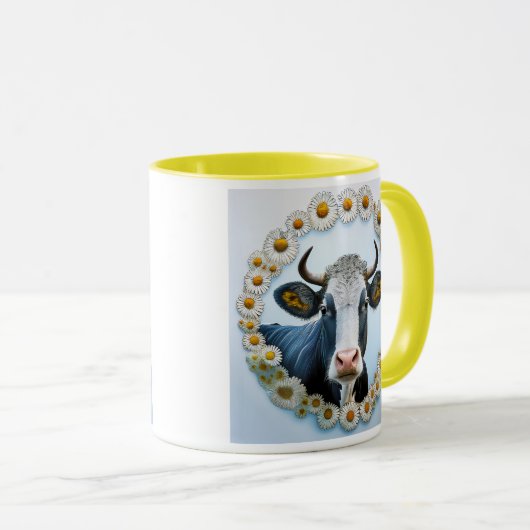 Vache avec une couronne de marguerites. マグカップ (正面右)