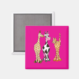 Vache, zèbre, girafe en dessin enfants マグネット