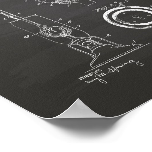 Vacuum Cleaner 1924 Patent Art Chalkboard ポスター (角)