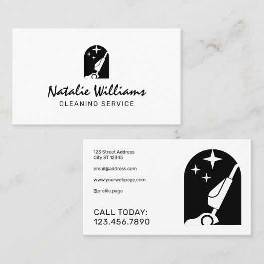 Vacuum cleaner logo cleaning Business Card 名刺 (正面/裏面)