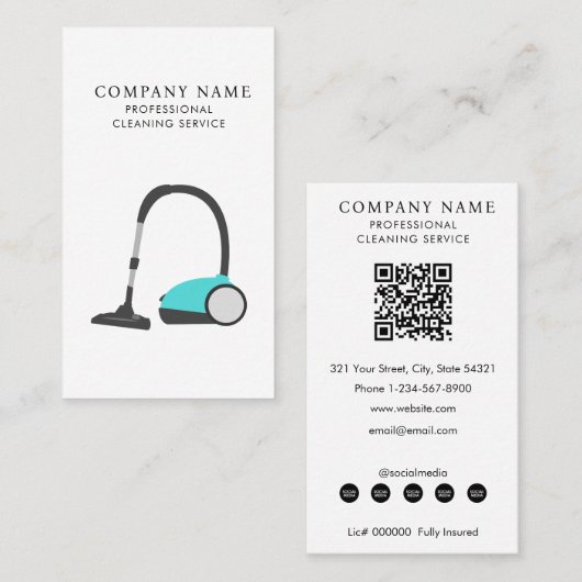 Vacuum Cleaner Professional Cleaning Services 名刺 (正面/裏面)