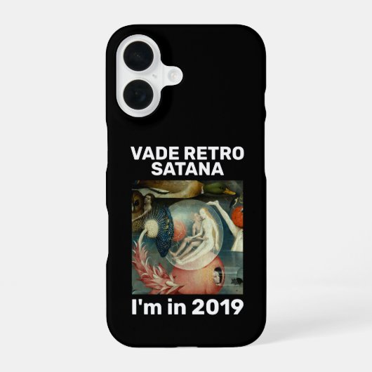 "Vade retro Satana"ブラック iPhone 16ケース (裏面)