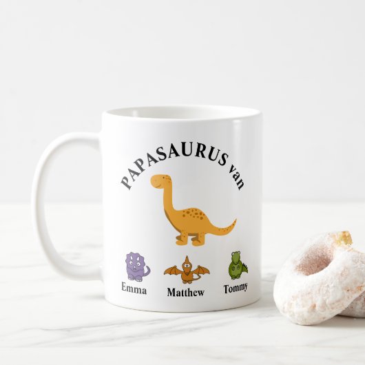 Vaderdag cadeau papasaurus mok コーヒーマグカップ (ドーナツ)
