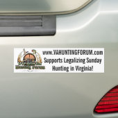 VAHuntingForum - VAの日曜日の狩りを法律化して下さい バンパーステッカー (車上)