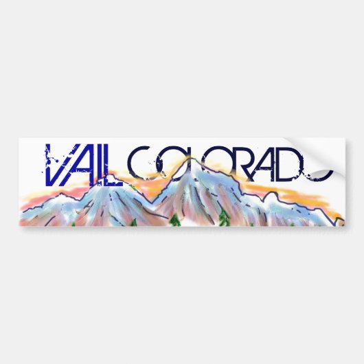 Vailコロラド州芸術的な山のステッカー バンパーステッカー (正面)