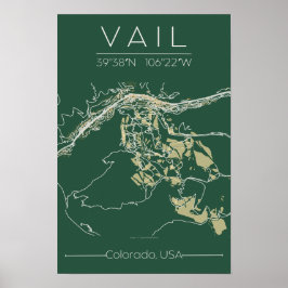 Vail Colorado Map Poster Mountain Edition Minimal ポスター