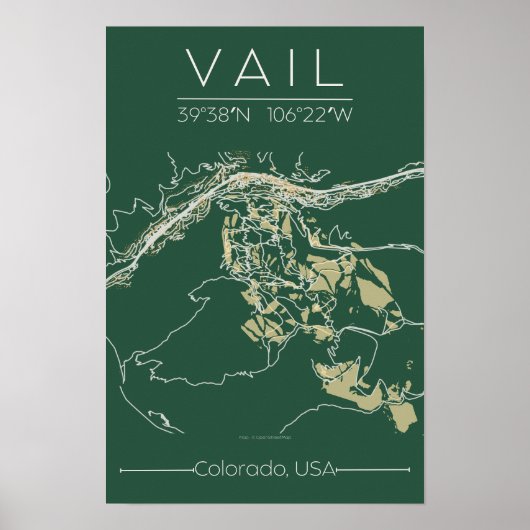 Vail Colorado Map Poster Mountain Edition Minimal ポスター (正面)