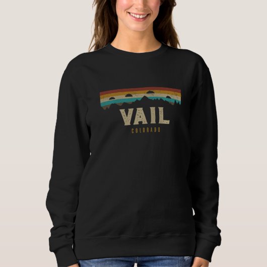 Vail Mountains Colorado Hiking Outdoors Retro Prem スウェットシャツ (正面)