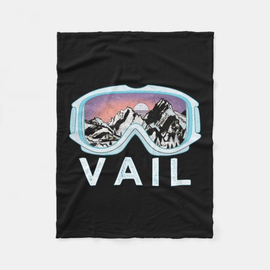 Vail Ski Snowboard Design_vail, Co Goggles Skiing  フリースブランケット (正面)