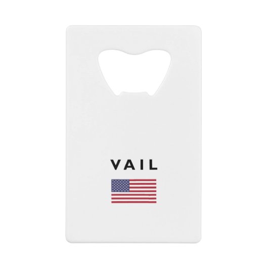 Vail USAアメリカ国旗のライトカラー クレジットカード栓抜き (正面)