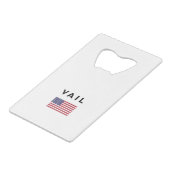 Vail USAアメリカ国旗のライトカラー クレジットカード栓抜き (正面アングル)