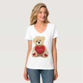 Vaishnoソフトトイズテディベアと赤いハート- Lova Tシャツ (正面フル)