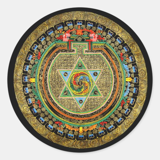 Vajrayoginiの曼荼羅のステッカー ラウンドシール (正面)