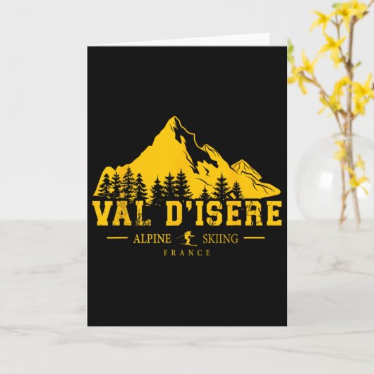 Val D'isère France Ski Resort Alpine Skiing French カード (黄色い花)