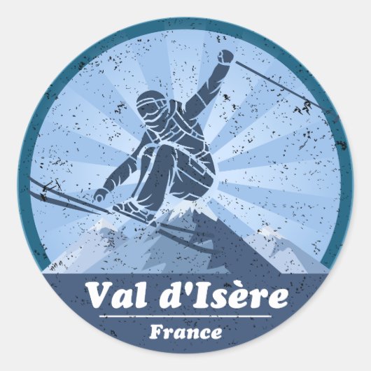 Val d'Isère Station de Ski - Skieur ラウンドシール (正面)