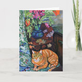 Valadon著花のショウガ猫そして花束 カード (正面)