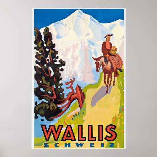 Valais Wallis Zermatt Ski Switzerland Swiss Alps ポスター (正面)