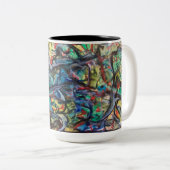 ValAries著抽象的なコーヒーまたは茶マグ ツートーンマグカップ (正面右)