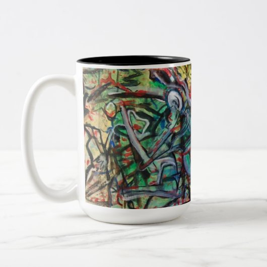 ValAries著抽象的なコーヒーまたは茶マグ ツートーンマグカップ (左)