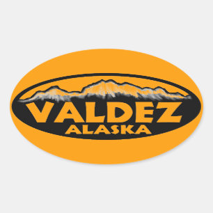 Valdezアラスカのオレンジ楕円形のステッカー 楕円形シール
