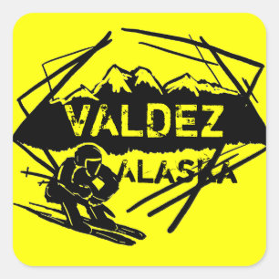 Valdez Alaskaスキースタンプ スクエアシール