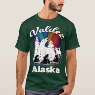 Valdez Alaska Aurora Borealis Bear Orca Moose Tshi Tシャツ