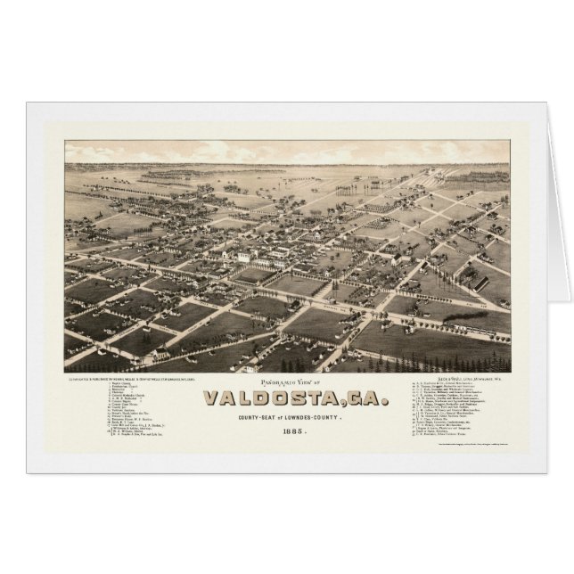 ValdostaのGAのパノラマ式の地図- 1885年 (正面横)