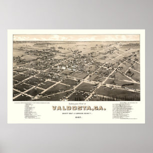 ValdostaのGAのパノラマ式の地図- 1885年 ポスター