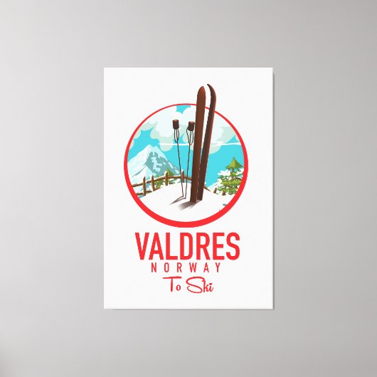 Valdres Norway Skiロゴ キャンバスプリント (正面)
