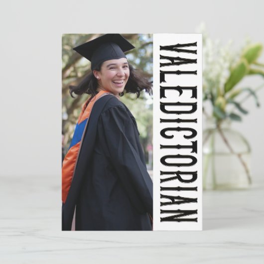VALEDICTORIAN写真フォーマル卒業発表 案内状 (スタンド正面)