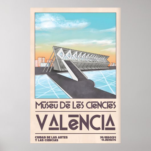 Valencia Art Print Bold Geometry, Vintage Poster ポスター (正面)