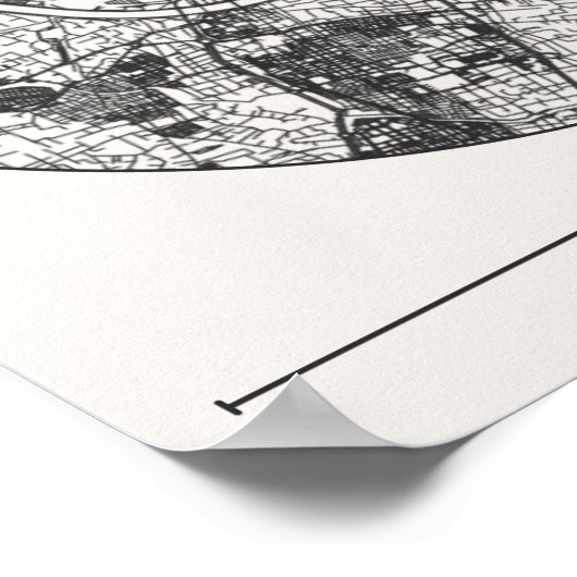 Valencia City Map Poster Minimal Charcoal Wall Art ポスター (角)