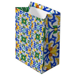 Valencia Garden Spanish Blue Green Mediterranean ミディアムペーパーバッグ