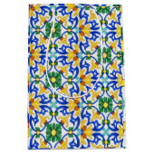 Valencia Garden Spanish Blue Green Mediterranean ミディアムペーパーバッグ (正面)
