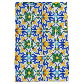 Valencia Garden Spanish Blue Green Mediterranean ミディアムペーパーバッグ (裏面)
