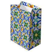 Valencia Garden Spanish Blue Green Mediterranean ミディアムペーパーバッグ (裏面アングル)