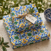 Valencia Garden Spanish Blue Green Mediterranean ラッピングペーパー