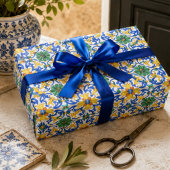 Valencia Garden Spanish Blue Green Mediterranean ラッピングペーパー