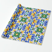 Valencia Garden Spanish Blue Green Mediterranean ラッピングペーパー (アンロールド)