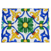 Valencia Garden Spanish Blue Green Mediterranean ラージペーパーバッグ (正面)