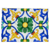 Valencia Garden Spanish Blue Green Mediterranean ラージペーパーバッグ (裏面)