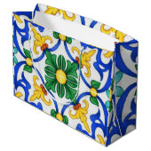 Valencia Garden Spanish Blue Green Mediterranean ラージペーパーバッグ (裏面アングル)