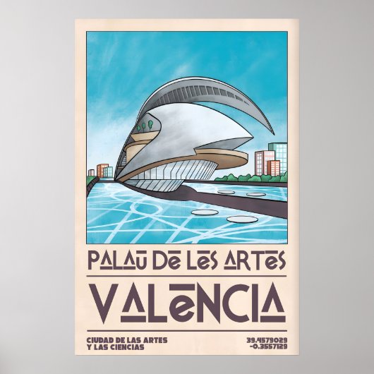 Valencia Landmark Poster Palau de Les Arts ポスター (正面)