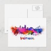 Valencia skyline in watercolor ポストカード (正面/裏面)